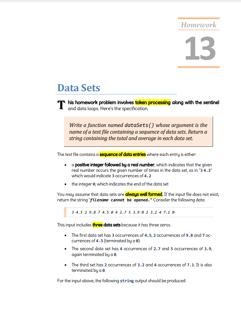 Solved HOMEWORK 13 DATA SETS read a number-to-repeat (int) | Chegg.com