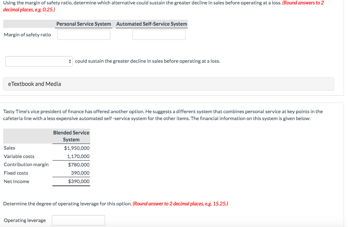 Solved Using The Margin Of Safety Ratio Determine Which Chegg