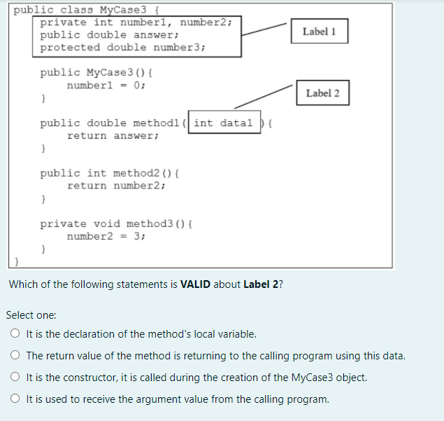 Solved public class MyCase3 { private int numberi, number2; | Chegg.com