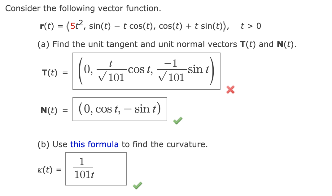 Solved Consider the following vector function. r(t) = | Chegg.com