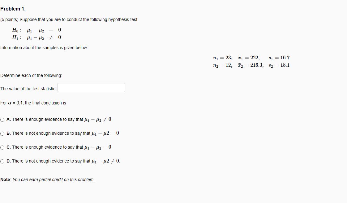 Solved (5 points) Suppose that you are to conduct the | Chegg.com