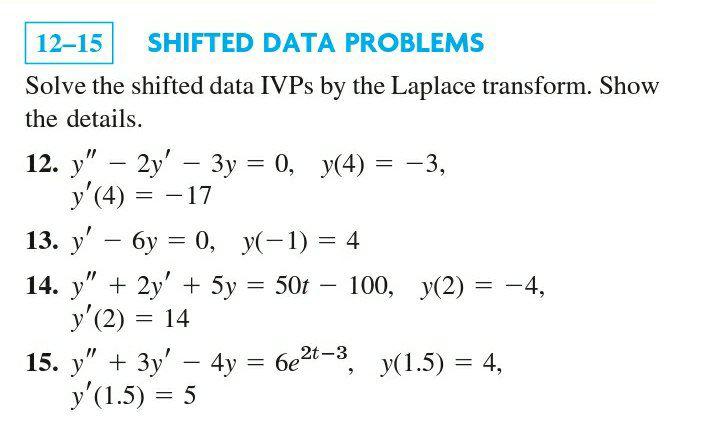 Solved 12-15 SHIFTED DATA PROBLEMS Solve the shifted data | Chegg.com