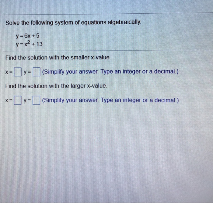 Solved Solve the following system of equations | Chegg.com