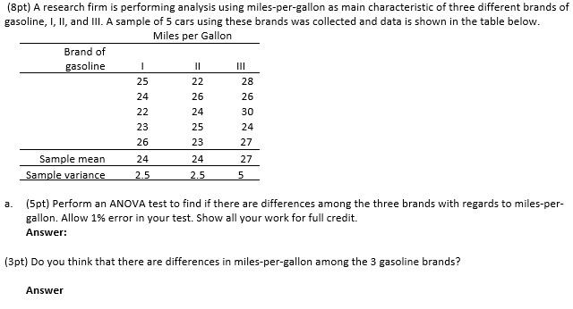 Solved (8pt) A research firm is performing analysis using | Chegg.com