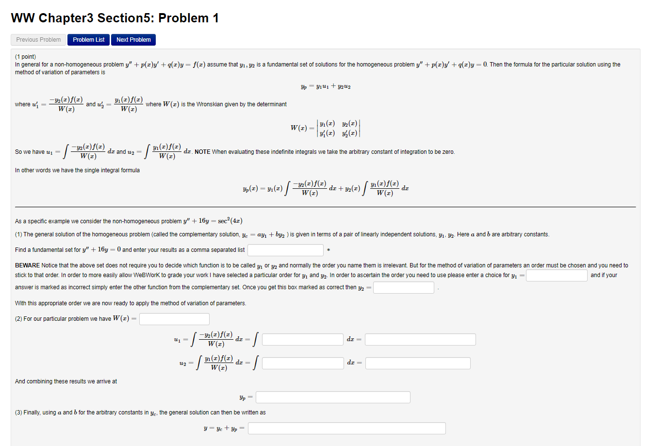 Solved ww Chapter3 Section 5: Problem 1 Previous Problem | Chegg.com