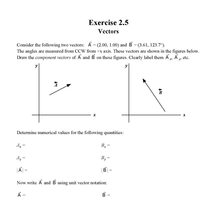 Solved Consider The Following Two Vectors: A=(2.00,1.00) And | Chegg.com