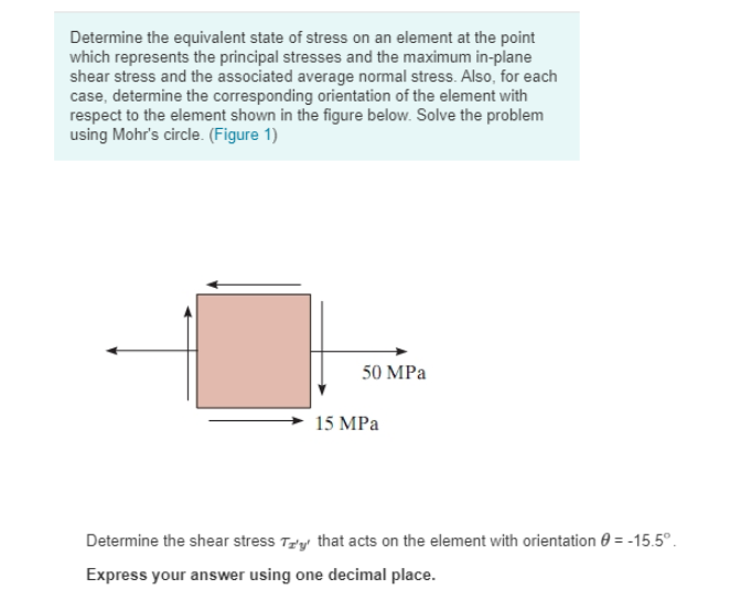Solved Determine the equivalent state of stress on an | Chegg.com