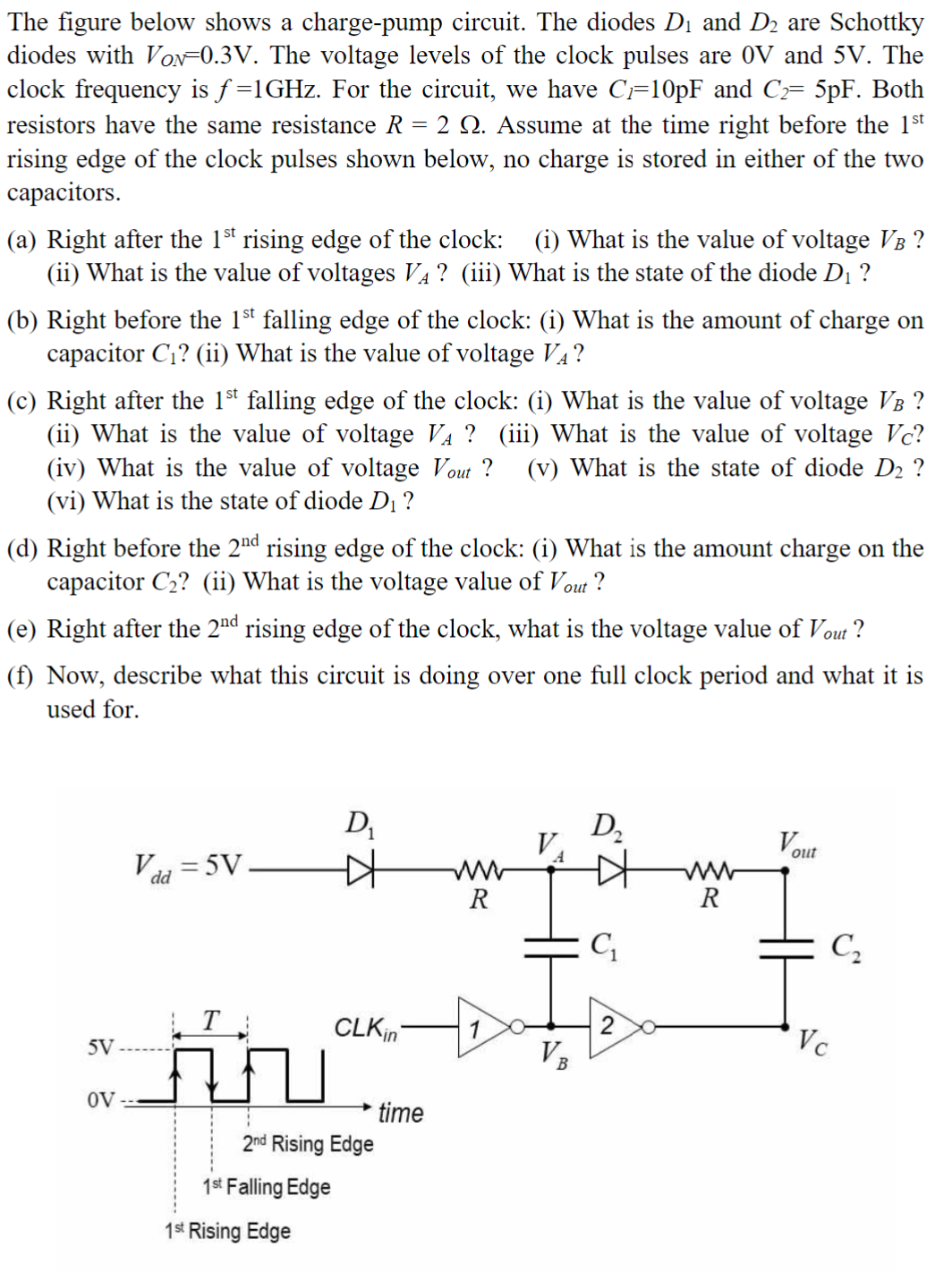 Solved The figure below shows a charge-pump circuit. The | Chegg.com