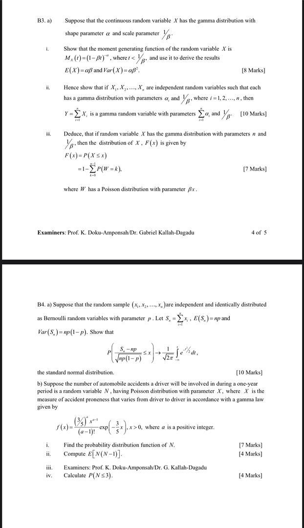 Solved B3. a) Suppose that the continuous random variable X | Chegg.com