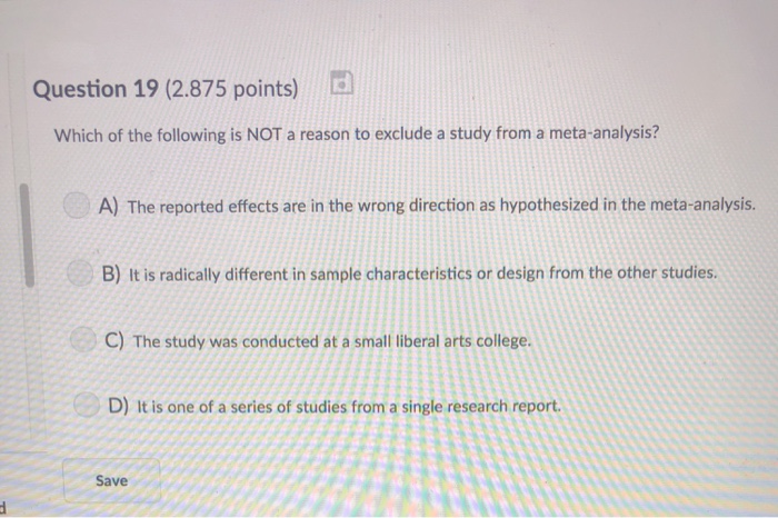 Solved Question 19 (2.875 points) Which of the following is | Chegg.com