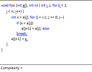 Solved void foo (int al), int n) { int i, j; for (i = 1; i= | Chegg.com