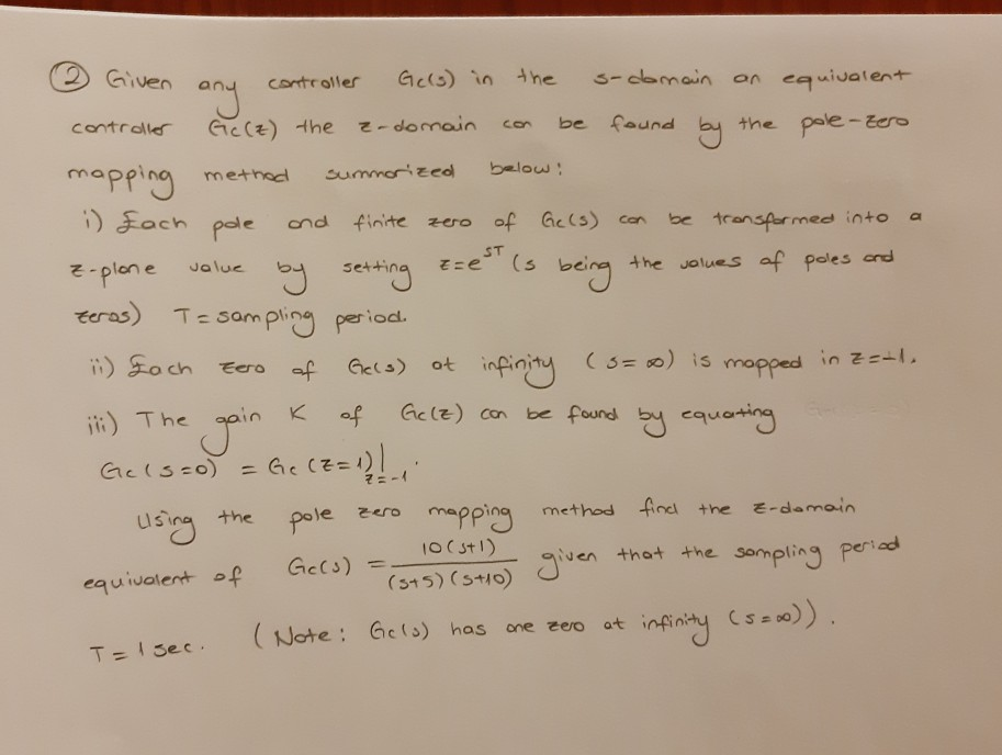 Solved S Domain Given Gels In The Equivalent Controller Be Chegg Com