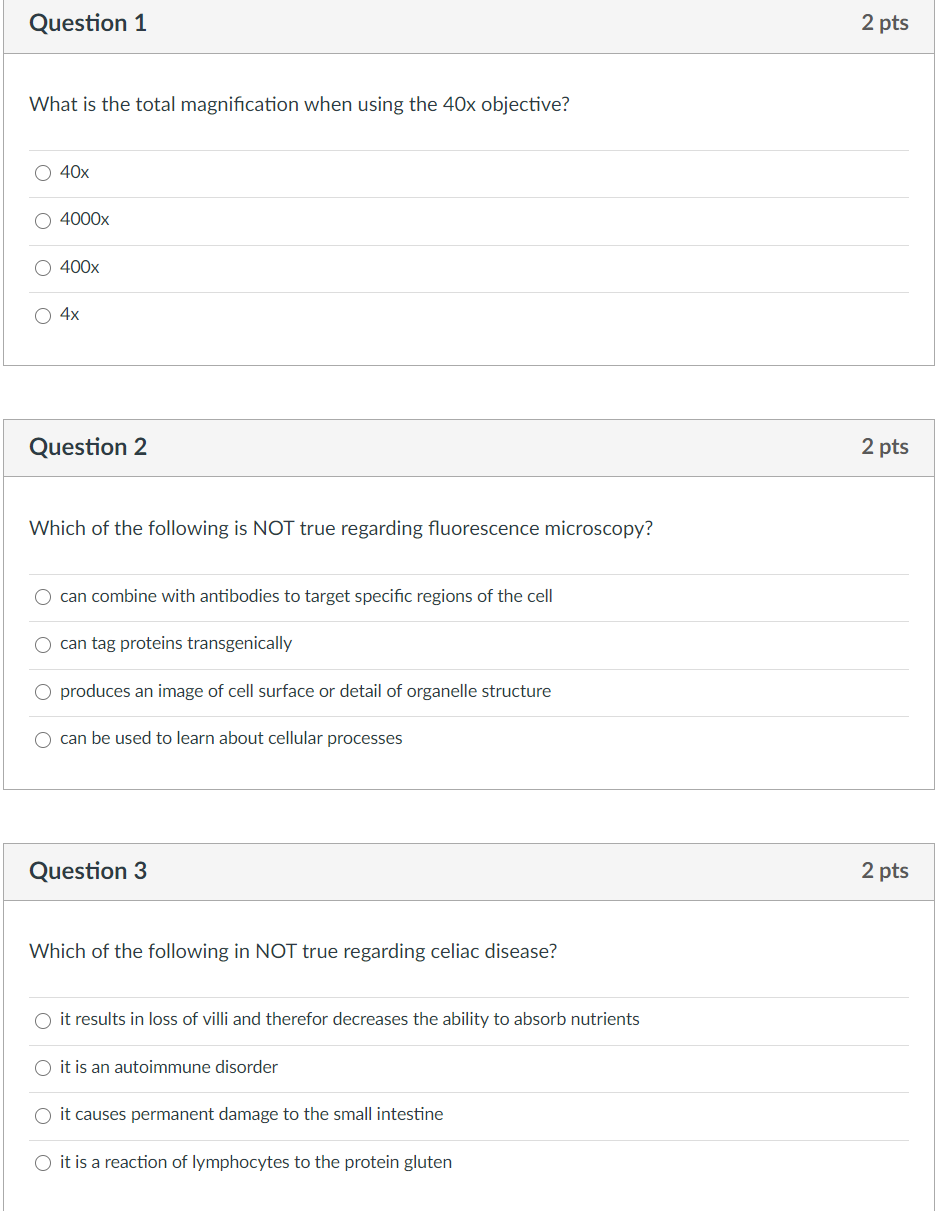 Solved Question 1 2 pts What is the total magnification when | Chegg.com