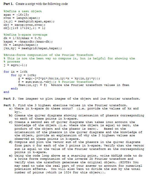 Solved Part 1. Create a script with the following code | Chegg.com
