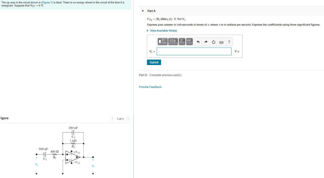 Solved The op amp in the circuit shown in (Figure 1) is | Chegg.com