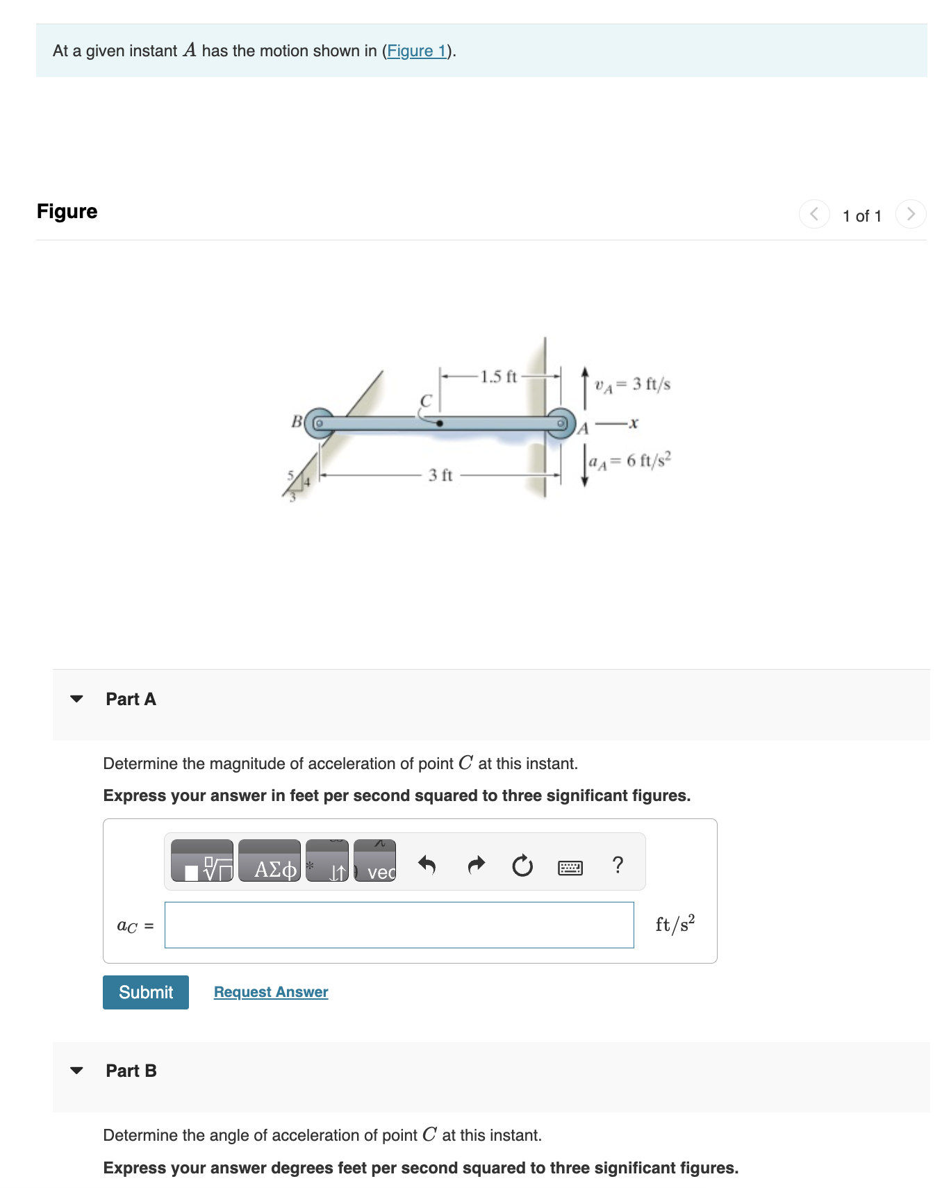 Solved At a given instant A has the motion shown in (Figure | Chegg.com