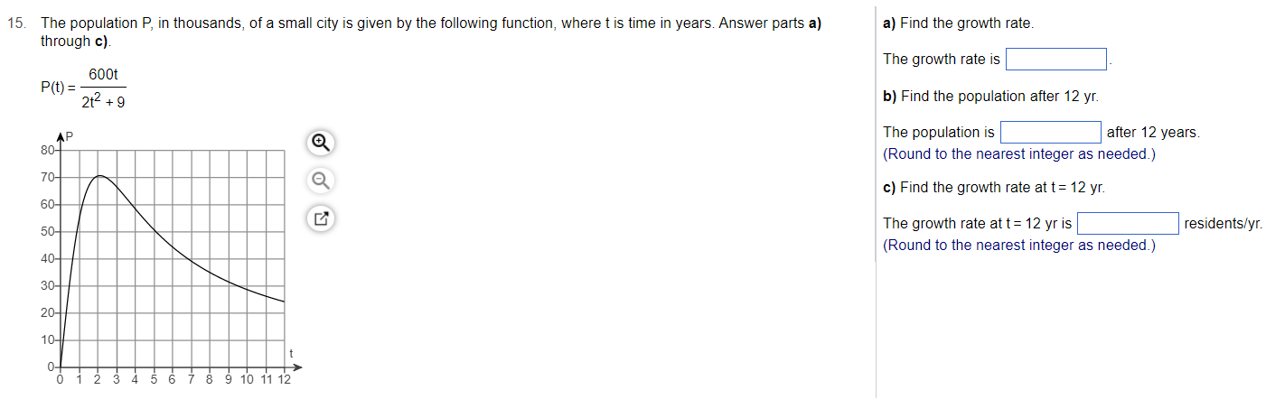 Solved 15. A) Find The Growth Rate. The Population P, In | Chegg.com