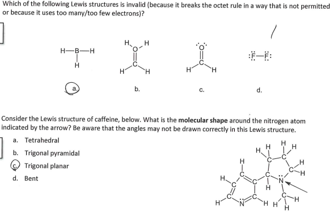 Solved Which Of The Following Lewis Structures Is Invalid 8950