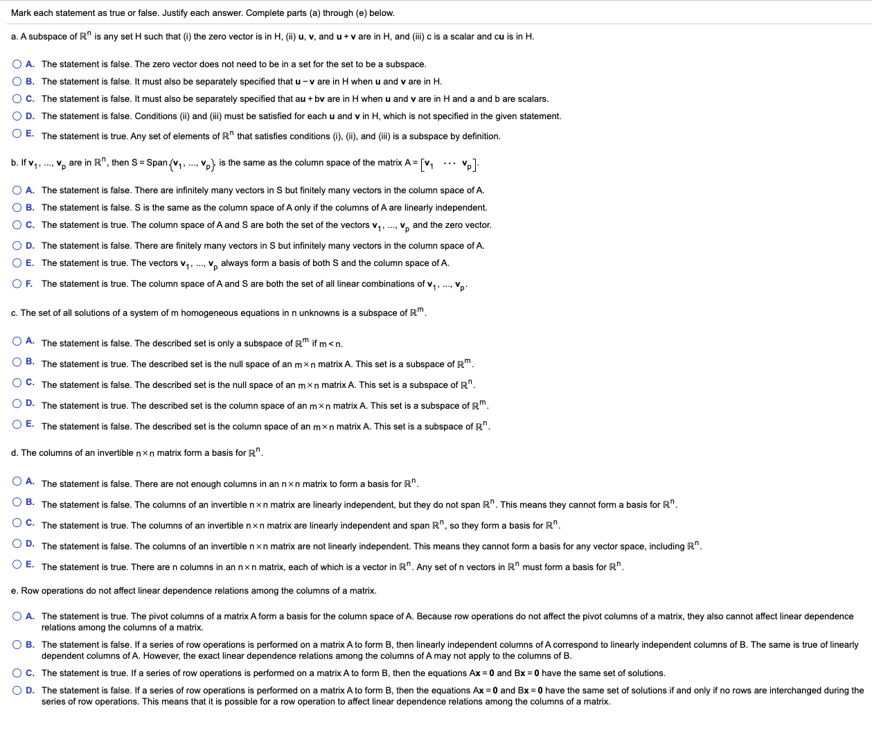 Solved Mark Each Statement As True Or False Justify Each Chegg Com