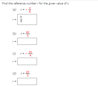 Solved Find the reference number r for the given value of t. | Chegg.com