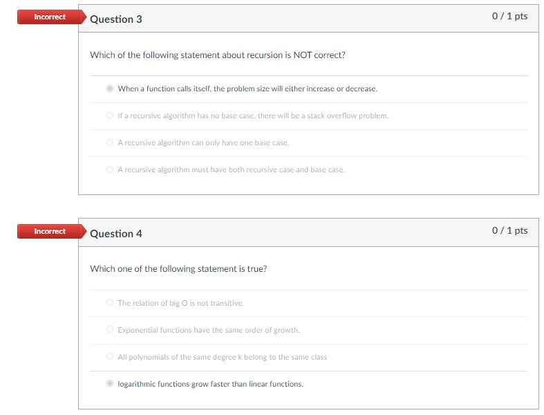 Solved Incorrect Question 3 0/1 pts Which of the following | Chegg.com