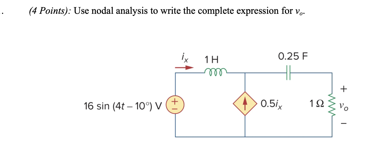 Solved (4 Points): Use nodal analysis to write the complete | Chegg.com