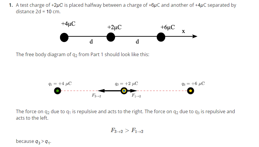 Solved a test charge of 2 c is placed halfway between a chegg