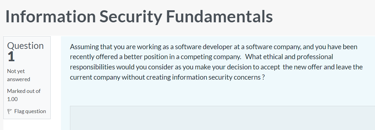 Solved Information Security Fundamentals Question 1 Not Yet | Chegg.com