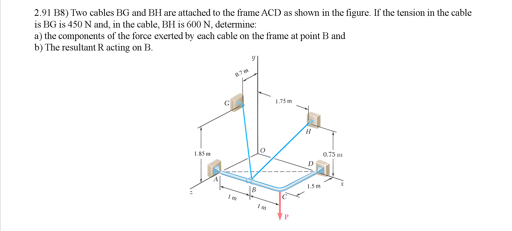 Solved 2.91 B8) Two Cables BG And BH Are Attached To The | Chegg.com | Chegg.com