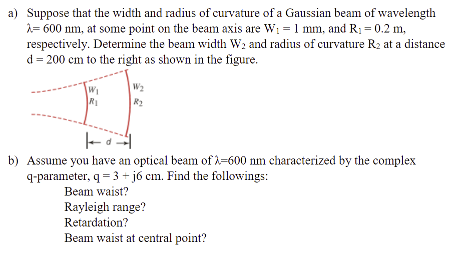 Solved a)Suppose that the width and radius of curvature of a