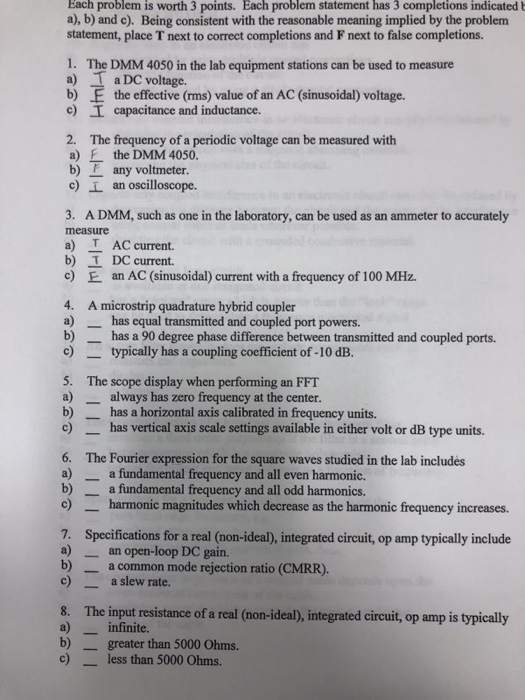 Solved Each problem is worth 3 points. Each problem