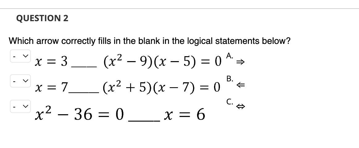 Solved Which Arrow Correctly Fills In The Blank In The | Chegg.com