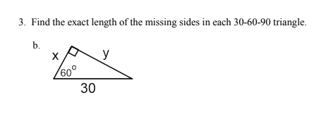 Solved 3 Find The Exact Length Of The Missing Sides In Each Chegg Com