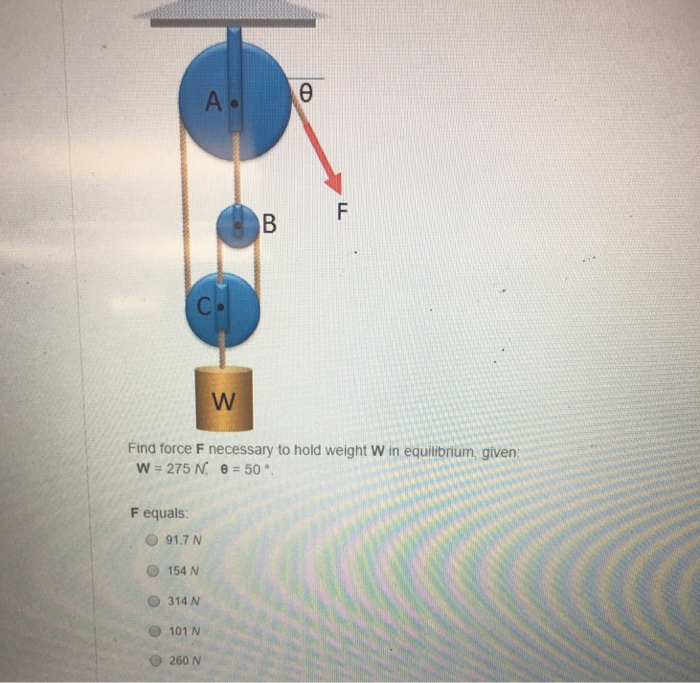 Solved Find force F necessary to hold weight W in | Chegg.com
