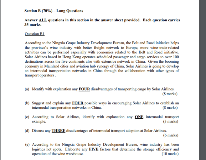 Solved Section B (70%) - Long Questions Answer ALL Questions | Chegg.com