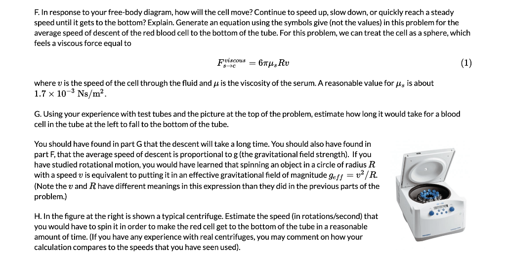 Centrifuging Blood Read Blood Consists Mostly Of Chegg Com