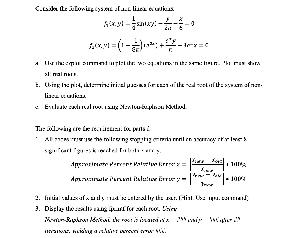 Solved Consider the following system of non-linear | Chegg.com