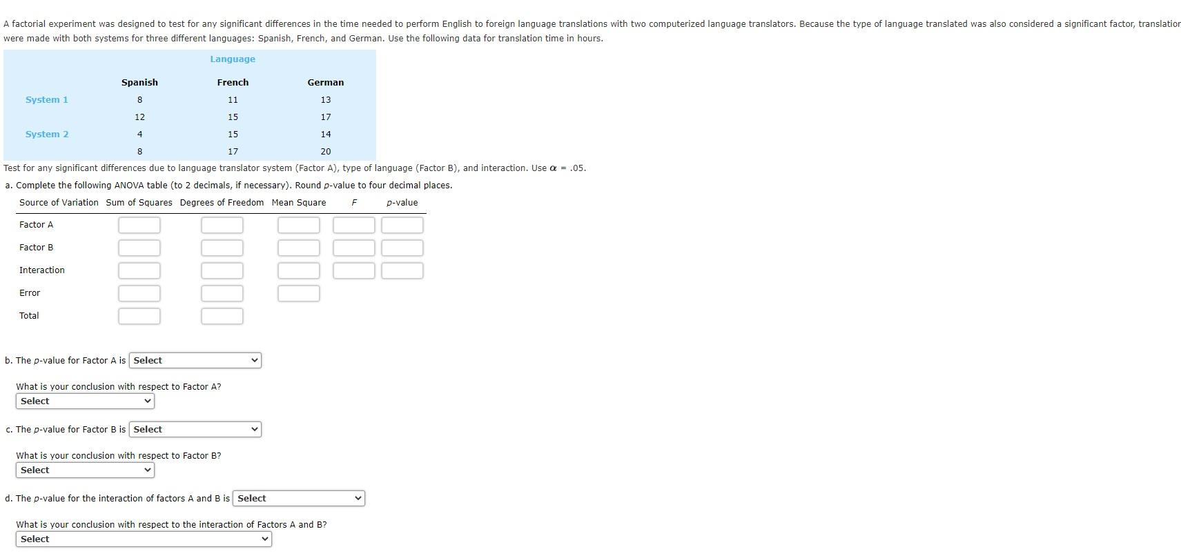 solved-a-factorial-experiment-was-designed-to-test-for-any-chegg