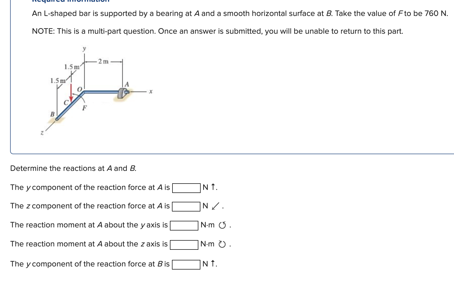 Solved An L-shaped Bar Is Supported By A Bearing At A And A | Chegg.com