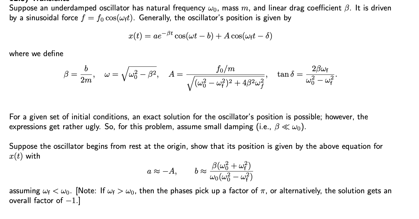 Solved Suppose An Underdamped Oscillator Has Natural Freq Chegg Com