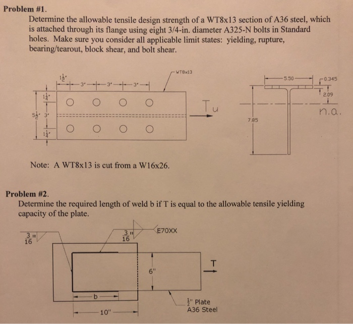 Solved Problem #1. Determine the allowable tensile design | Chegg.com