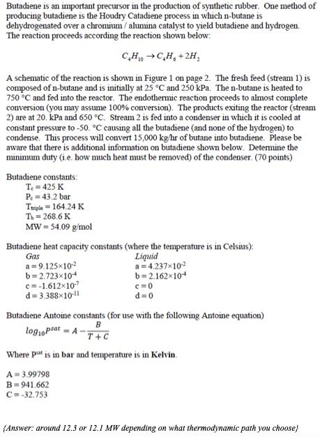 Solved Butadiene is an important precursor in the production | Chegg.com