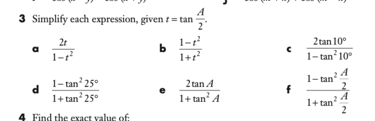 Solved 3 Simplify each expression, given t = tan 2t 1-t2 b | Chegg.com