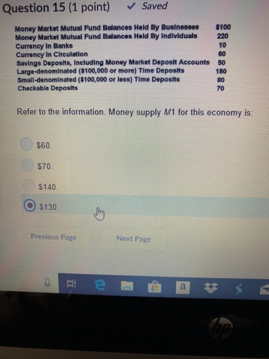 Solved Question 15 (1 point) Saved Money Market Mutual Fund
