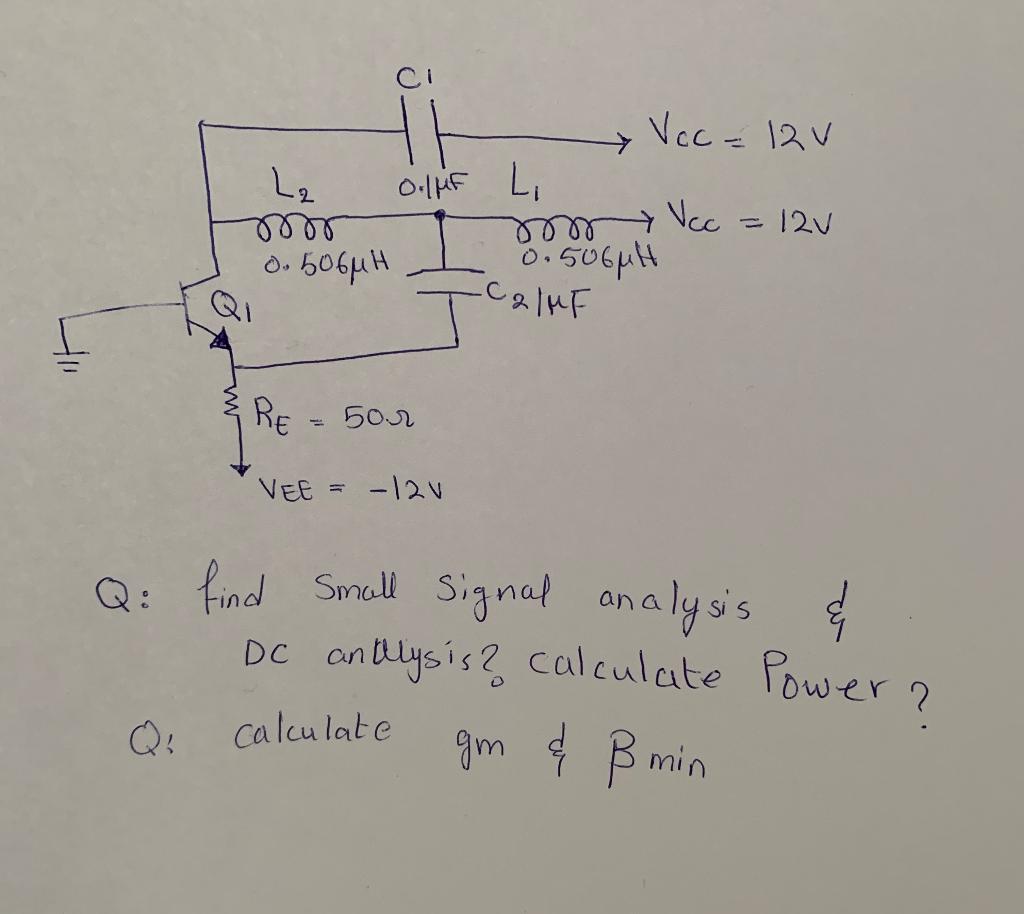 Solved Vcc = 12v Le Oluf Li om Vcc 12V 0.606MH 0.506uH | Chegg.com