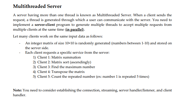 Solved Multithreaded Server A server having more than one | Chegg.com
