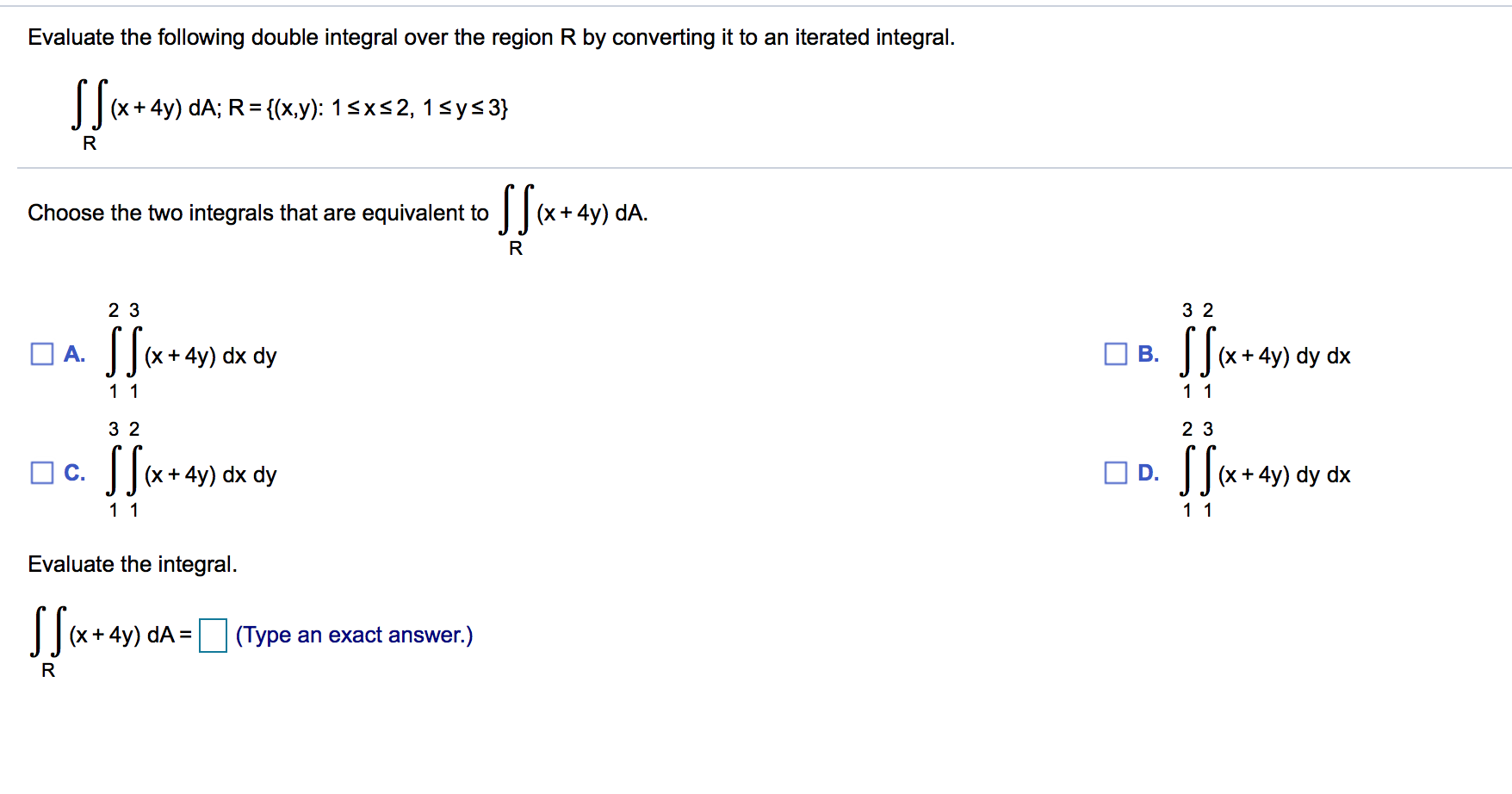 Solved Evaluate The Following Double Integral Over The 3829