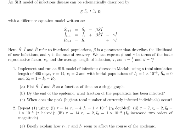 An SIR model of infectious disease can be | Chegg.com