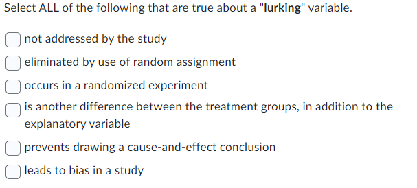 Solved Select ALL of the following that are true about a | Chegg.com