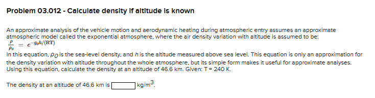 Density Altitude Problem Example Solved Problem 03.012 - Calculate density if altitude is | Chegg.com